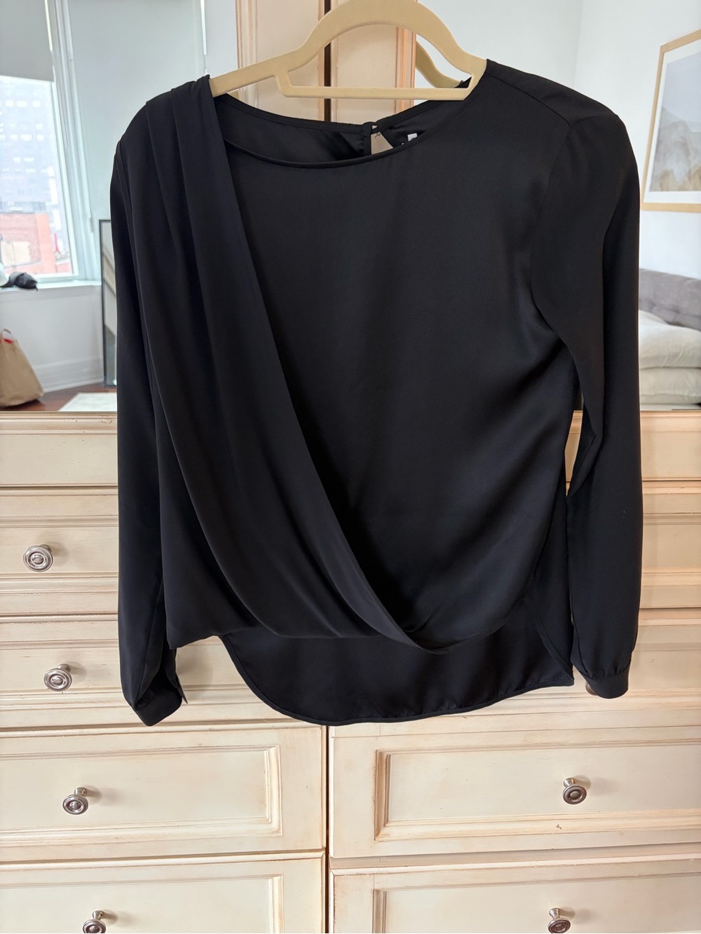 Frame Black Silk Draped Blouse